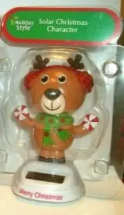 NEW Solar Powered Dancing Winter Merry Christmas Cute Reindeer Bobble Head Toy