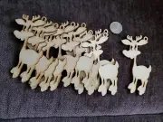 Craft Lot of 10 Goofy Reindeer Laser Cut Wood with Hole