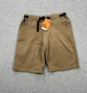 prAna Sonora Shorts Men's Large Brown Canvas Belted Outdoor Hiking Camping NEW
