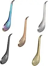 HOLIDYOYO Stainless Steel Colander Scoops 5pcs Caviar Slotted Spoons Kitchen Colander Spoons Fine Mesh Strainer Spoons for Household Restaurant Use