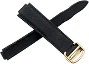 20mm Black Canvas & Leather watch band Golden buckle Strap Fits For Cartier Ballon Bleu