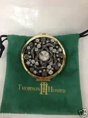 Thorson Hosier Black Compact w/ Swarovski Crystal mirror regular & magnifying
