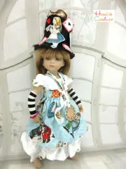 13" LITTLE DARLING ALICE IN WONDERLAND DOLL DRESS HAT TOTE HANKIE COUTURE EFFNER