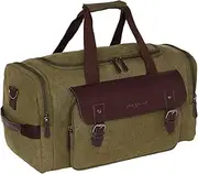 [FUR JADEN] 40L Canvas Weekender Travel Duffle Cabin Bag with Detachable Shoulder Strap, Water Resistant, Olive, L, Foldable Light Weight Weekender Travel Duffle cum Cabin Luggage Bag