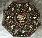 4' black Marble Dining Coffee Center side Table Top inlay malachite antique t2