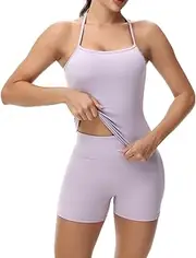 [Blaosn] Cute Gym Yoga 2 Piece Outfits Sets for Women Workout Crop Tank Tops Athletic Shorts Lounge Wear Suit Clothes Summer
