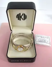 Anne Klein Watch Hinged Bangle Bracelet Needs Battery Original Box Instructions