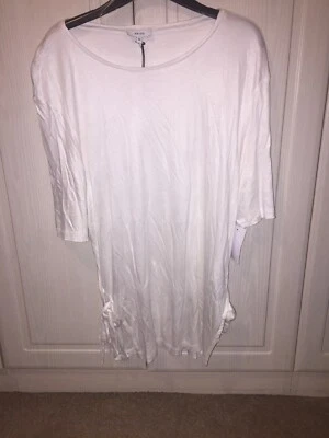 REISS White Side Crew Neck Hardy Tie White Flowy Top Size M