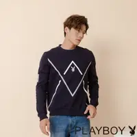 在飛比找momo購物網優惠-【PLAYBOY】幾何框線上衣(藍色)