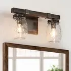 Bathroom Light Fixtures, 2-Light Mason Jar Vanity Lights, Farmhouse Rustic Bathr