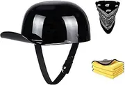 Retro Baseball Cap Motorcycle Half Helmet, ECE Approved Half Face Helmets Lightweight Adult Open Face Half Helmet for Men Women Scooter Touring Moped Street Helme A,M=54-55CM
