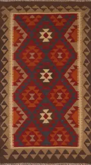 Reversible Wool Kilim Geometric Area Rug Flat weave South-western Carpet 4x6