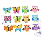 KICHOUSE 12pcs DIY Owl Crystal Stickers Educational Decals for Home Decoration Cartoon Butterfly Owl Design Safe Practical Wall Art