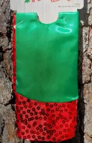 New Christmas Mini Tree Skirt 20" Red Green Sequins