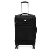 Swiss Luggage Suitcase Lightweight with 8 wheels 360 degree rolling SoftCase SN6005A-black