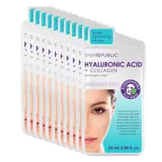 Skin Republic 10 Pack Hyaluronic Acid + Collagen Face Mask Sheet