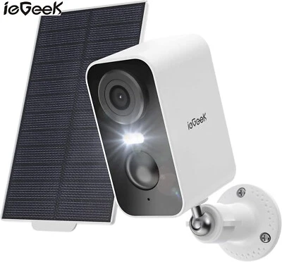 2K Security Camera 5200mAh Battery Night Vision WiFi Wireless Solar Panel CCTV