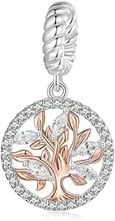 [Generic] Family Tree Of Life Dangle Charm Rose Gold Genuine 925 Sterling Silver Compatible With Bracelet