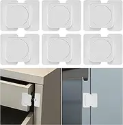 6 Child Safety Cabinets Locks for Fridge, Baby Proof Cupboard Locks, Drawer Lock for Fridge Kitchen Cupboards Closet Drawers Refrigerator Door Safety Strap Locks-with Strong and Removable Adhesive No Tools and Drilling Required (White)