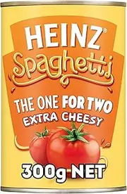 Heinz Spaghetti Extra Cheesy The One for Two Canned Pasta In Tomato Sauce Ready To Eat Quick and Convenient Meal Tinned Spaghetti in Tomato Sauce 300g