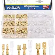 Glarks 720Pcs 2.8mm 4.8mm 6.3mm Male and Female Wire Spade Connector and Insulating Sleeve Assortment Kit Copper Wire Crimp Terminal Block with Nylon Sleeve Set for Car Audio Speaker
