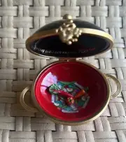 Limoges France Trinket Box wok black and red With Vegetables Chopsticks