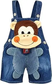 [Libertepe] Kids Boys Girls Cute Cartoon Animal Suspender Denim Shorts Summer Bib Overalls Loose Jeans Dungarees