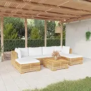 Patio Furniture Sets 7 Piece Garden Lounge Set with Cushions Solid Teak Wood
