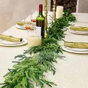 Ｗoowayo Norfolk Pine Garland, 6 FT Artificial Christmas Garland Real Touch Winter Pine Garland Artificial Greenery Garland for Christmas Holiday Mantle Fireplace Table Home Decor
