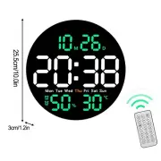 Digital Wall Clock with Temperature Humidity and Alarm 10 Inch Round Shape
