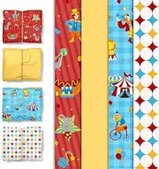 NICROLANDEE Carnival Circus Wrapping Tissue Paper, 24 Sheets Circus Red Yellow Blue Tissue Paper, 20x15 Inches, Perfect for Carnival Theme Birthday, Baby Shower, Party Gift Wrap