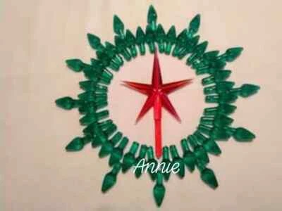 50 "Classic" Emerald Green Twist Lights bulbs w/ Red Star Ceramic Christmas Tree
