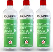 Roundfire Premium Ethanol Fuel - 3 X 1 Liter - for Tabletop Fireplaces, Fire Pit