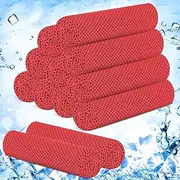Hosuly 12 Pieces Cooling Towels for Hot Weather Soft Breathable Cold Towel Yoga Towels for Sweat, Sports, Workout, Fitness, Gym, Running, Travel Camping, 12 x 40 Inch (Red)