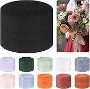 Mardatt 1 Roll 1.5" x 11 Yard Chiffon Ribbon Handmade Fringe Chiffon Silk Ribbon Fabric Ribbon for DIY Craft Wedding Invitations Bridal Bouquets(Black)