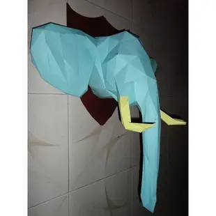 下殺-【贈送製作工具】3D立體紙模型 叢林大象頭壁掛 創意壁掛書房家居動物牆飾 手工摺紙藝DIY材料包 3D手工紙模型