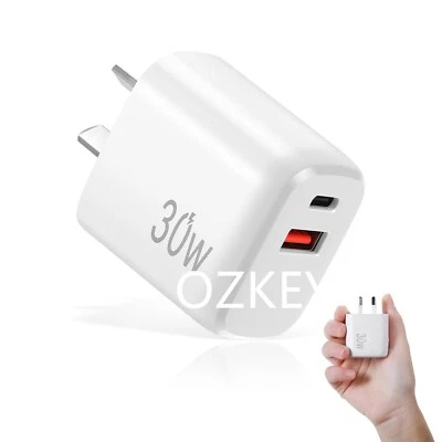 PD 30W QC3.0 18W Dual USB Fast Quick Wall Charger Adapter For iPhone Samsung AU