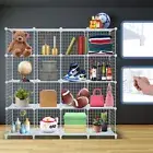 16 Cube DIY Storage Cabinet Metal Wire Mesh Shelf Organiser Bookcase Rack White