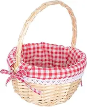CHILDWEET Wicker Basket with Handle Hand Woven Rattan Picnic Container for Fruit Bread Lightweight Sturdy Design for Outdoor Celebrations Weddings Camping