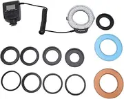 48 LED Macro Ring Flash Light with LCD Display, Power Control, Adapter Rings, Flash Diffuser for DSLR Cameras, for Scientific Research, Close-up Photography