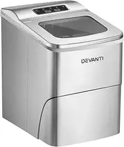 Devanti Ice Maker Machine, 2L 12KG Portable Countertop Icemaker Cube Makers Commercial Home Office Kitchen Appliances, Electric Fast Freeze with Scoop and Removable Basket Silver