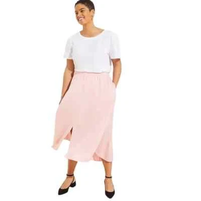 NWT~ANN TAYLOR LOFT PETITES~Pink MAXI Pull On SKIRT~S P~NEW!