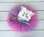 SALE! Pink, Blue & Gold Unicorn 3 Piece Cake Smash First Birthday - Baby Girl