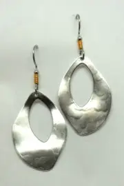 New Silver Forest Jewelry Open Hammered Shapes Dangle Earrings Surgical Steel