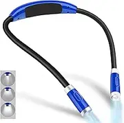 LuminoLite Rechargeable 4 LED Book Light Bright Neck Hug Light, Reading Lights for Reading in Bed, 3 Brightness Levels, 2 Flexible Soft Silicone Arms Comfortable Wear. Perfect for Bookworms & Crafts