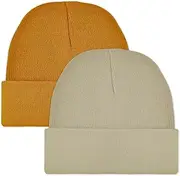 [Fecawd] 2 Pack Baby Beanie Toddler Beanie Knit Winter Hats for Baby Girls Boys Soft Knitted Skull Cap, 0-6 Years