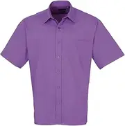 [Premier] Mens Short Sleeve Formal Poplin Plain Work Shirt