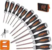 HORUSDY 12-Piece Magnetic Torx Screwdrivers Set, S2 Steel T5 - T40 Torx Star Screwdrivers with Demagnetizer and Storage Pouch