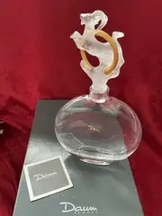 NIB FLAWLESS Exquisite DAUM France Pate De Verre GOAT STOPPER & Crystal DECANTER