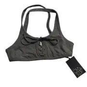Chaser Heather Gray Lace Up Cross Back Sports Bra Bralette M